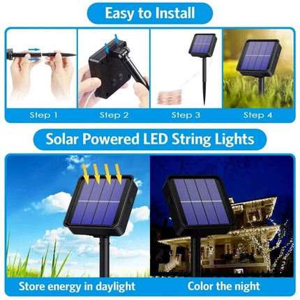 7m/12m/22m/32m LED Solar Light Outdoor Garden Fairy String Light Led Twinkle Waterproof Lamp for Christmas Patio Tree Party