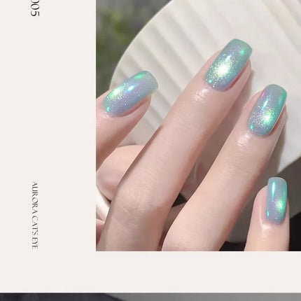 Ice Transparent Crystal Cat Eye Nail Polish Gel Mint Green Glass Bead Cat Eye Nail Magnetic UV Soak Off Gel Varnish Supplies