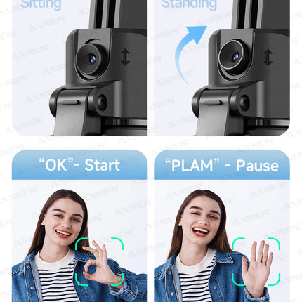 1630mm/64in C17 Tripod Selfie Stick 360° Auto Rotation Shooting Quadruped Phone Stand Face Track Bluetooth Remote Control Tripie
