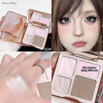 Sweet Mint Highlighter Contour Shading Powder Palette Makeup Matte Bronzer Highlight Glitter Brighten Face Blush Nose Contouring