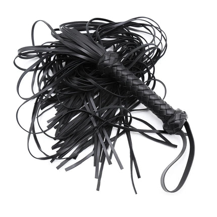 Fetish Black&Red PU Leather Whip Flogger Handle Spanking Paddle Knout Flirt BDSM Adult Game Erotic Sex Toys for Women Couples
