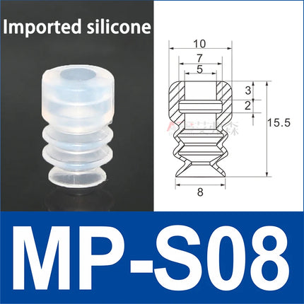 10Pcs Industrial robotic arm small vacuum suction cup single-layer SP double-layer DP three-layer MP silicone strong suction cup