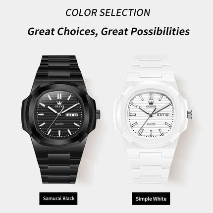 OLEVS Fashion Youth Watch Waterproof Date Week Luminous Watch for Unisex White Resin Men's Quartz Watches Student reloj hombre