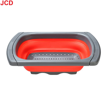 JCD 1pcs Fruit Vegetable Washing Basket Foldable Strainer Silicone Colander Dish Collapsible Drainer Filter Kitchen Storage Tool