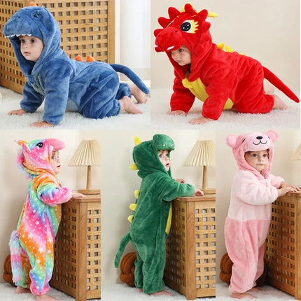 Kigurumi Pajamas Easter Rabbit Baby Rompers Winter Hooded Flannel Sleepwear Toddler Infant Animal Pyjamas Girls Boys Clothes