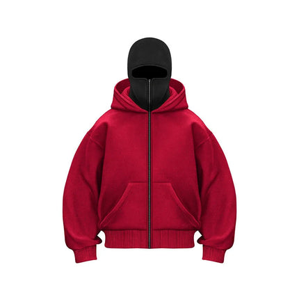 Autumn and winter new men's loose hoodie trendy brand with plush double hats unique design hooded hoodie