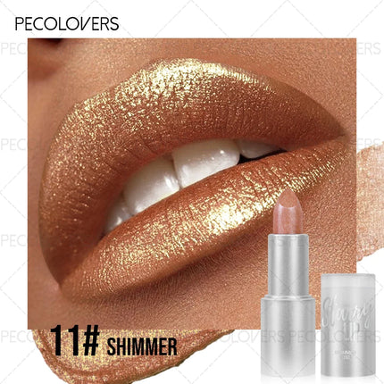 1PC Shiny Metallic Lipstick - Pearlescent Lip Gloss, Suitable for All Skin Types, High Pigmentation, Mild Formula, New Year Gift