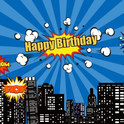 Superhero Baby Shower Birthday Backdrop City Building Super Hero Party Photography Background Photo Studio Custom Name Banner