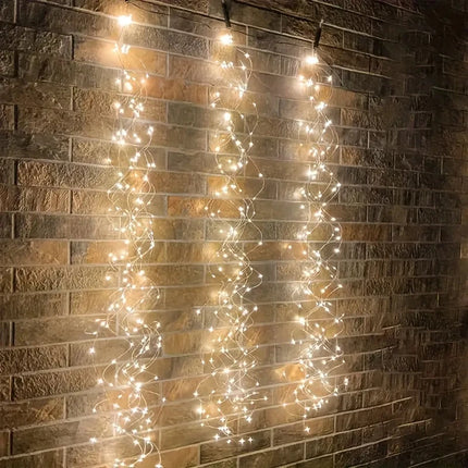 Solar Powered LED Branch Lights With Copper Waterproof Waterfall Light For Garden Party Outdoor Christmas Tree Decoration