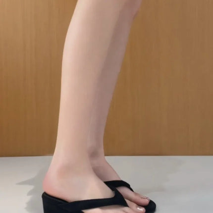Vintage Summer Women Wedges Heel Slippers Outdoor Height Increase Dress Shoes Ladies Outdoor Beach Vacation Clip Toe Slides