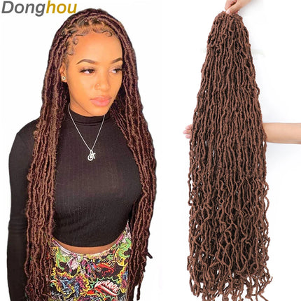 Long Goddess Faux Locks Crochet Braids Brown Blue 1B 30 350 Soft Locs Braiding Hair Synthetic Faux Locs Crochet Hair Extensions