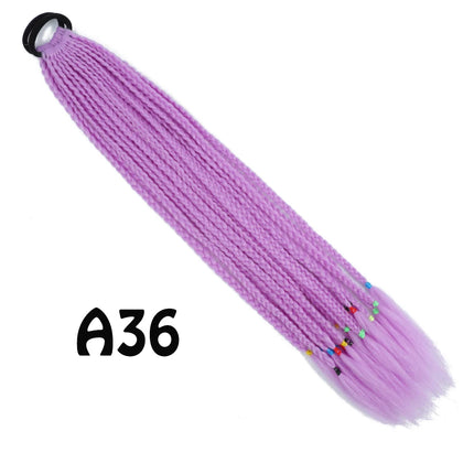 Synthetic Gradient Color Dirty Braided Ponytail Extensions With Elastic Band 24" Rainbow Braid Pony Tail Hairpiece For Girl