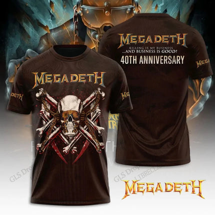 Heavy Metal Rock Band Megadeth 3D Print T-Shirt Tops Women's Sports Large Size Tops Tees Summer T-Shirt Kids Clothing Band T-Shirt