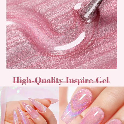 1pcs PSK 2025 Flash Versatile Rainbow Cat Eye Gel Nail Polish Popular Universal Rainbow Laser Crystal Cat Eye Nail Art Nail