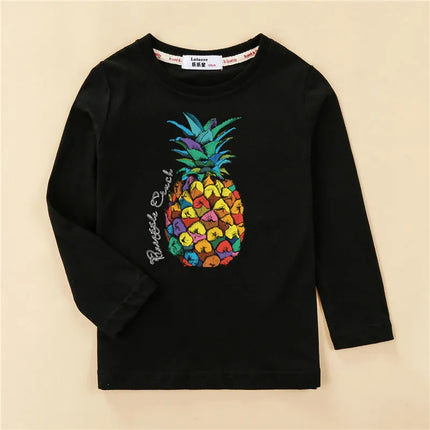 Aimi Lakana Kids Cotton T-Shirt Boys Long Sleeve Tops Pineapple Print Shirt Girls Spring Autumn Shirts