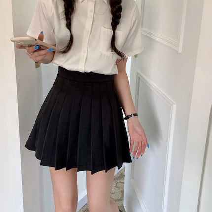 Summer White Loose Fit Shirt American Versatile Salt Series All-Match Pure Color Simple Slimming Student Top Women's Fashion