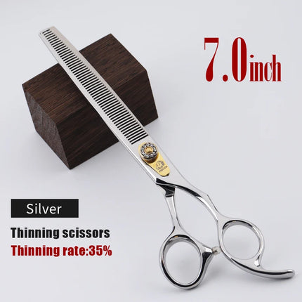 FIRELION 7.0/7.5 Inch 440c Steel Professional Dog Cutting Thinning Curved Scissors Animals Pet Grooming Scissors for Dogs