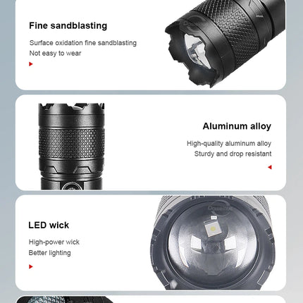 High Power Led flashlight Strong Light Rechargeable Torch Portable Handheld Flashlight Long Range 5km COB Light Camping Hiking