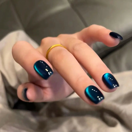SHAKA 1pcs Autumn Winter Whitening Blue Temperament Glass Bead Cat Eye Gel Nail Polish Brown Blue Cat Eye Nail Art Nail Supplies