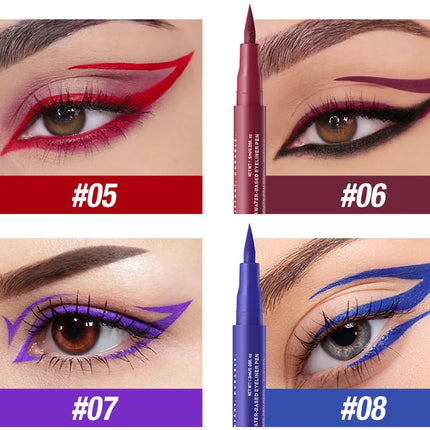 Matte Dark Purple Red Eye Liner Makeup White Liquid Eyeliner Quick-Drying Waterproof Eyeliner Pencil Long-Lasting 12 Color Eyes