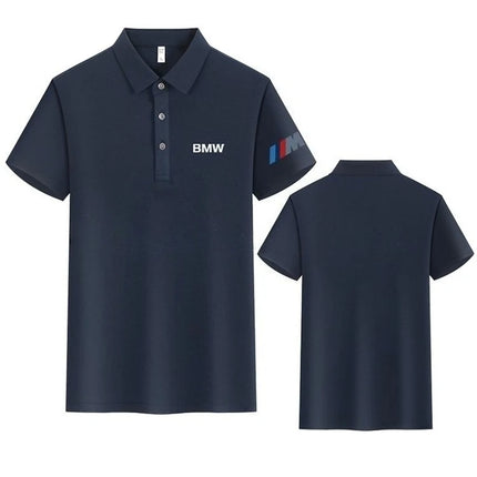 BMW T-Shirt Solid Color Lapel Short-Sleeved Polo Shirt Pure Cotton High-End Fashion Trend Unisex Classic Logo Harajuku Summer