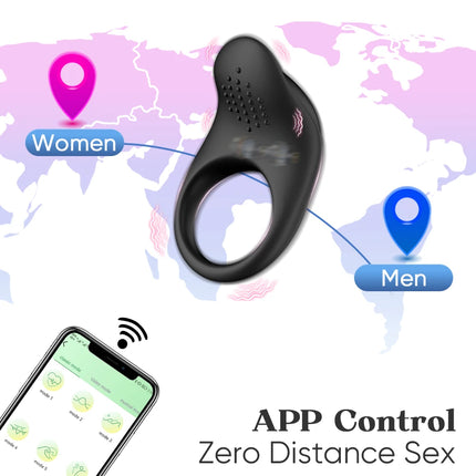 APP Control Vibrating Cock Ring for Men Ejaculation Delay Penis Ring Chastity Cage Clit Stimulator Adult Sex Toy for Couples