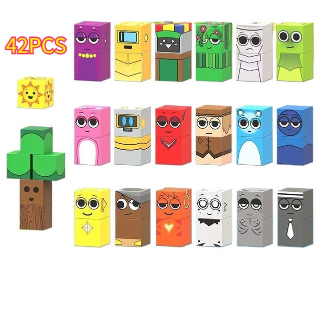 Sprunki Magnetic Building Block Toys Set Cube Box DIY Sensory Puzzle Building Children's Educational Toy Collection Model Gift