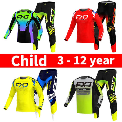motocross child set Motorcycle jersey and pants kids clothing big boy girl Youth mx gear set Customized Number Nameracing suit