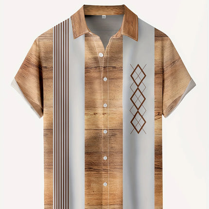 New Hawaii Men's Vintage Shirts Casual Breathable Short Sleeve Tops Beach Party Plaid Tops Short Sleeve Men's Clothing