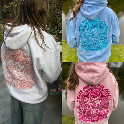 Combhasaki Women Preppy Oversize Hoodies Y2k Floral Letter Embroidery Pullover Long Sleeve Loose Sweatshirt with Kangaroo Pocket
