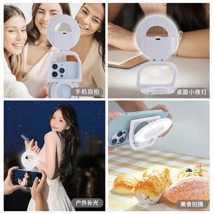 12W 800mAh Collapsible Portable Magnetic Phone Fill Light Rechargeable Selfie Ring Light Three-speed Adjustment 60 Lamps