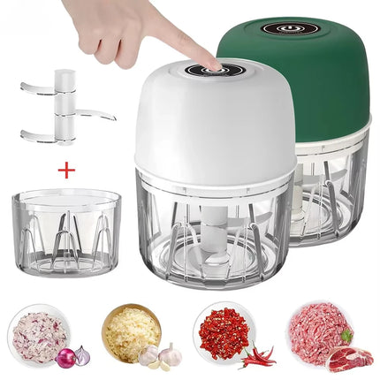 Electric garlic grinder, rechargeable 260ML onion chopper, portable meat grinder, household kitchen vegetable mixer