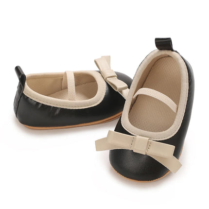 Baby Shoes Newborn Girls Princess PU Preschool Shoes Formal Shoes Bow Princess Wedding Party Anti slip First Step Shoes 0-18M