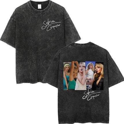 Retro Washed Sabrina Carpenter Merch T-shirt Y2k Fashion Aesthetic Short Sleeved Summer Men's Women's Casual Oversized T-shirt