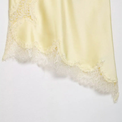 HH Sexy Women Asymmetrical Lace Slip Tops Summer Female Backless Sleeveless Off Shoulder Underwear Tanks Elegant Beach Camisole