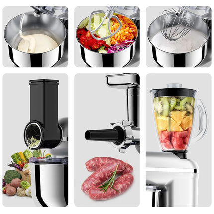 6L Multifunctional Stand Mixer – 3-in-1 Dough Kneader, Meat Grinder & Sausage Stuffer, Heavy-Duty Motor for Baking/Cooking