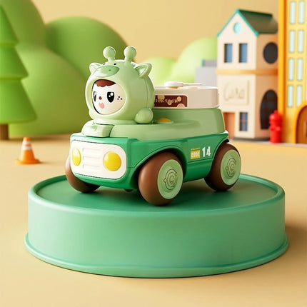 Baby Puzzle Cartoon Toy Car with Multiple Gameplay Modes Inertia Sliding Face Chang Whistl Small Car Children Time Cognition Toy