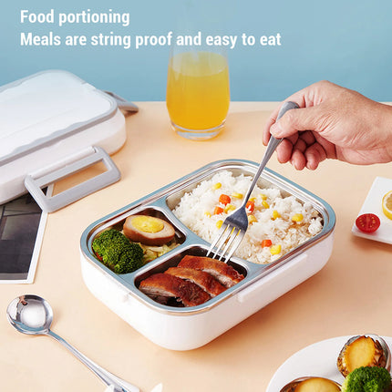 Electric Lunch Box 40W 1.2L 304 Stainless Steel Fast Heating Food Box Portable Lunch Warmer with Fork Spoon for Car Truck Office