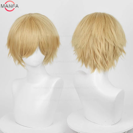 Anime 30cm Short Straight Cosplay Wig Black White Green Brown Purple Blue Gray Red Gold Man Women Heat Resistant Synthetic Hair
