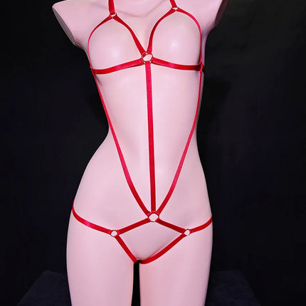 Super sexy alternative strap style jumpsuit, provocative women's extreme hollow out bikini, thin strap tied hip revealing rope g