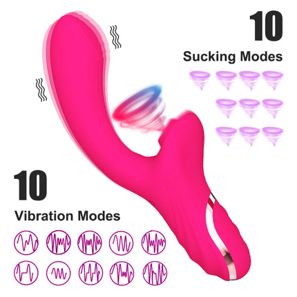 Powerful 20 Speeds Dildo Vibrator Female Clit Sucker Vacuum Clitoris Stimulator Adults Goods Finger Wiggling Sex Toy for Women