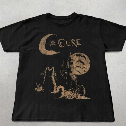 The Cure Cat T-shirt 90s Alt Indie Rock Clothes Band T Shirt Hip Hop Tee Men Women Cotton Oversize Clothing Y2k Tops