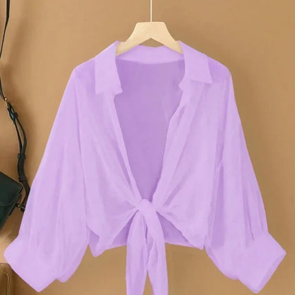 Plus Size Women Loose Casual Lightweight Shirts Long Sleeved Collared Tops Skin-friendly Elegant Clothing Fashion Blusa Feminina