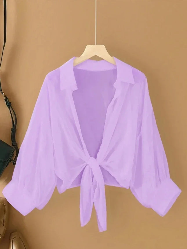 Plus Size Women Loose Casual Lightweight Shirts Long Sleeved Collared Tops Skin-friendly Elegant Clothing Fashion Blusa Feminina