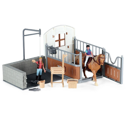 Latest Farm Horse Race House Car Model Action Figures Emulational Horseman Horse Animal Playset Figurines Toy for Christmas Gift