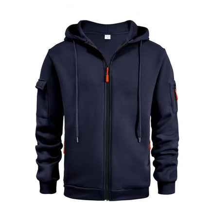 Half Zipper Men's Tactical Hoodies Solid Warm Fleece Military Sweatshirts Multi Pockets Male Hooded Jackets Thick Outdoor Polar