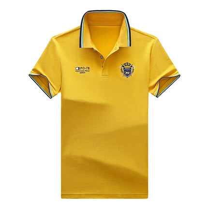 New Men's Business Casual Short Sleeved Shirt Embroidered Solid Color Polo Shirt Fashion Breathable Comfortable Versatile Top