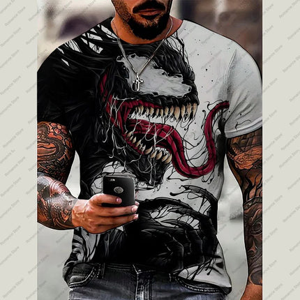 Venom Men's T-shirt Spider-Man T-shirt 3D Marvel Print Short Sleeve Fashion plus size Men's Shirt New Summer Kids Clothing