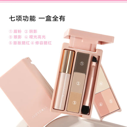 Judydoll Face Powder Paleta Iluminador Bronzer Contour Long Lasting Highlighter Palette Masscara Makeup Set Blush With Brush