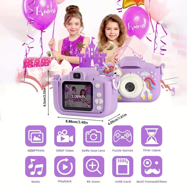VYVYLABS Children's Camera Toy Unicorn Camera For Kids' Christmas Birthday Holiday Gift Digital Camcorder Mini Thermal Print